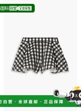 1h可退 香港直邮alaia 女士 Archetypes 方格棉布绉条纹短裤 AA9P