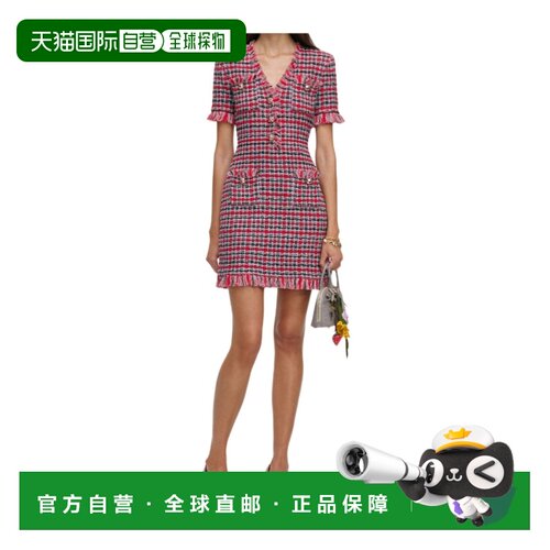 Self-Portrait 格子毛边针织迷你连衣裙 AW26146S【付后1h可退】