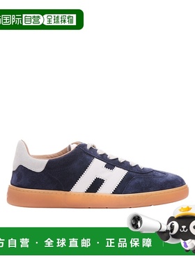 1h可退 香港直邮Hogan 绒面蓝色革圆头系带平底低帮板鞋 HXM6470F