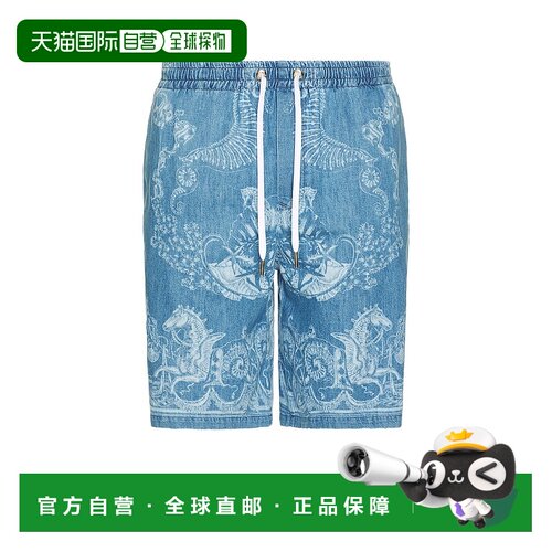 1h可退 香港直邮Versace 范思哲 男士 Holiday 激光牛仔印花短裤