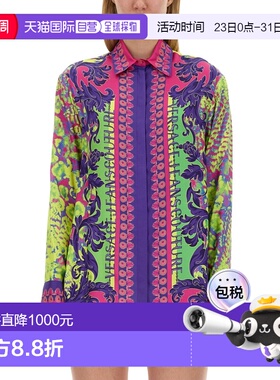 1h可退 香港直邮versace 范思哲 女士 印花徽标衬衫 76HAL2P2NS44