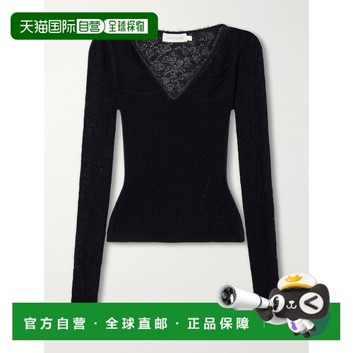 ZIMMERMANN 女士 网眼提花美利奴羊毛羊毛混纺蕾丝上衣针