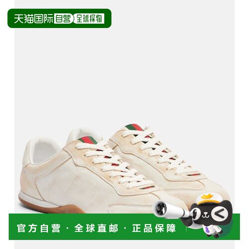 1h可退 香港直邮Gucci 古驰 女士 Shift 皮质运动鞋 white白色 舒