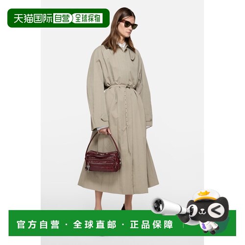 自营欧洲直邮Acne Studios 女士卡其灰色尼龙皮革腰带风衣