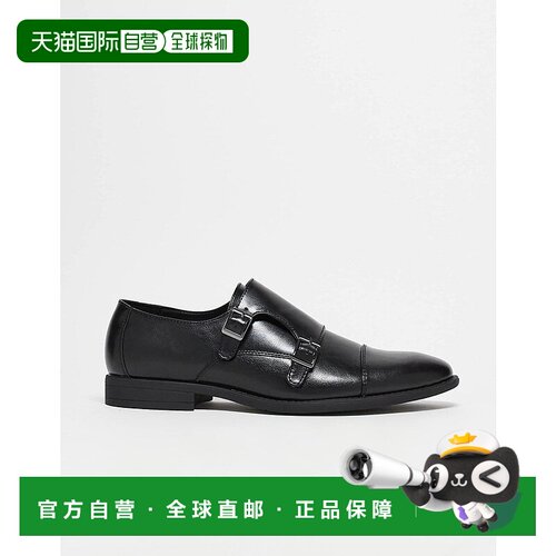 1h可退 香港直邮ASOS 男士 emboss 设计仿皮拼接僧侣鞋(黑色)男鞋