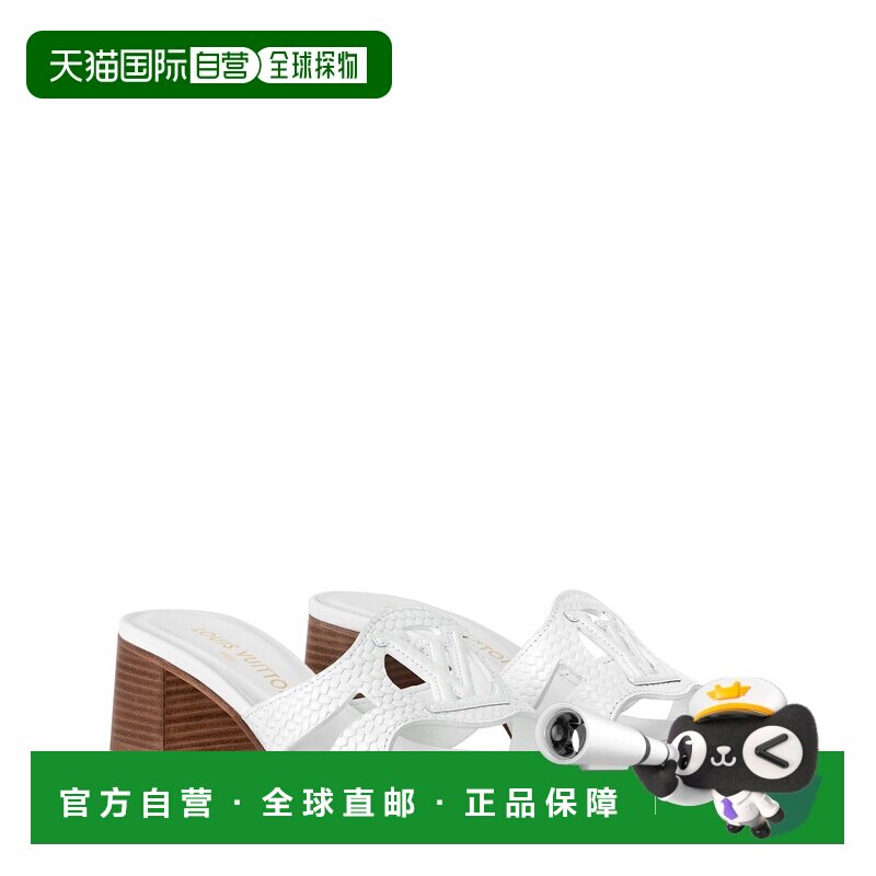 自营欧洲直邮LV路易威登 女士白色皮革logo标识穆勒鞋一脚蹬