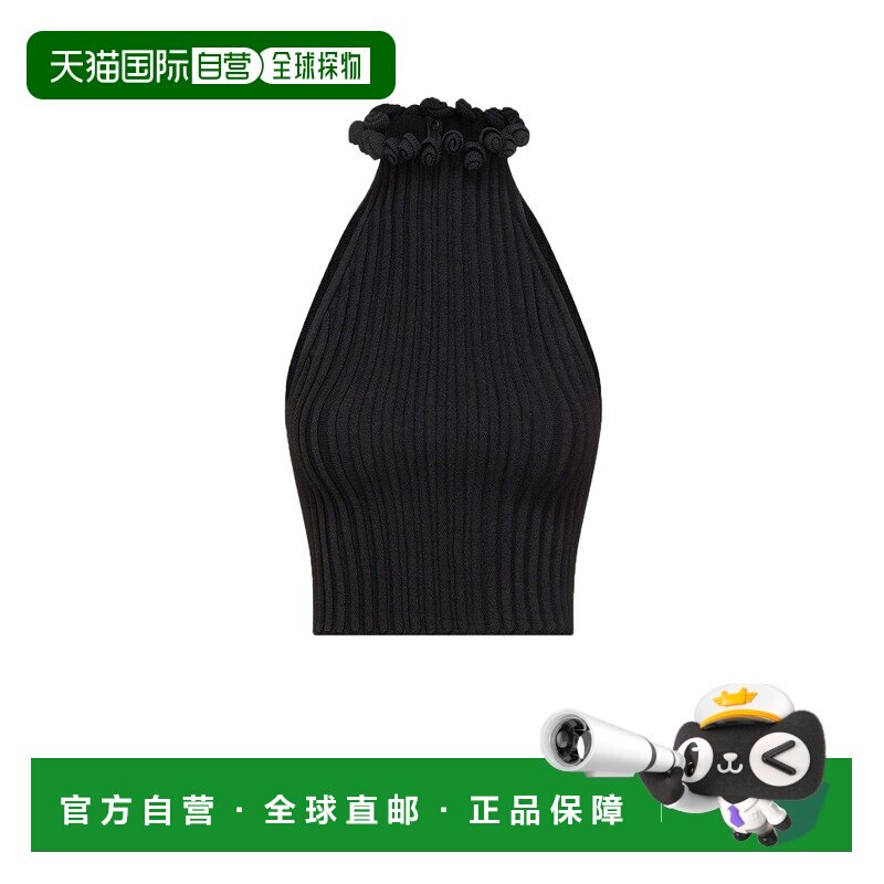 1h可退 香港直邮alaia 女士 挂脖上衣 AA9H1347K107B black黑色