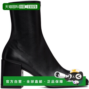 1h可退 香港直邮Courreges 女士 黑色 Vinyl Iconic AC 中筒靴 42