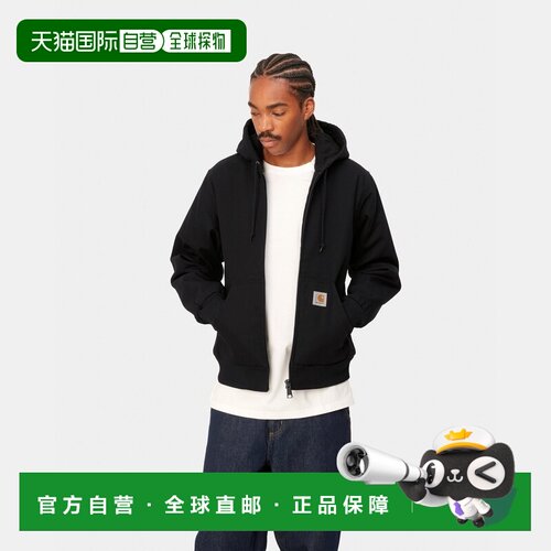 自营欧洲直邮Carhartt WIP Active男士黑色连帽棉防水夹克外套