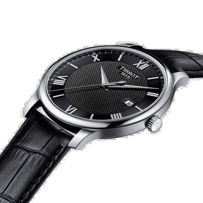 自营欧洲直邮TISSOT/天梭 TRADITION系列 男士黑色/银色表盘石英4