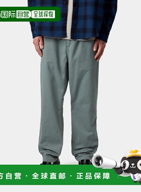 自营欧洲直邮Carhartt WIP Flint男士丝绒绿色棉拉链门襟长裤