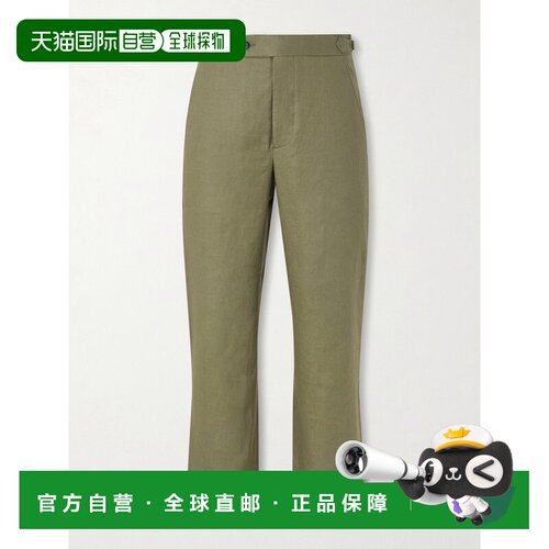 Bode 男士 直筒亚麻裤子 MRC99BT004OLIVE休闲裤【付后1h可退】