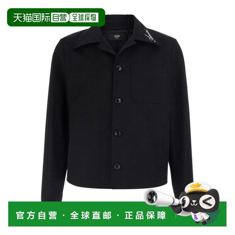 1h可退 香港直邮AMIRI 男士衬衫 AMOUJA1133001 AW2026 黑色 棉质