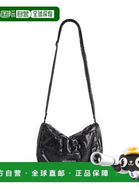 自营欧洲直邮Balenciaga巴黎世家 Puffer男士黑色logo标识单肩包