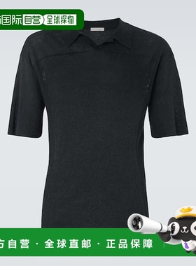 香港直邮The Row 男士 Reggie 亚麻混纺Polo衫 black黑色 舒适时