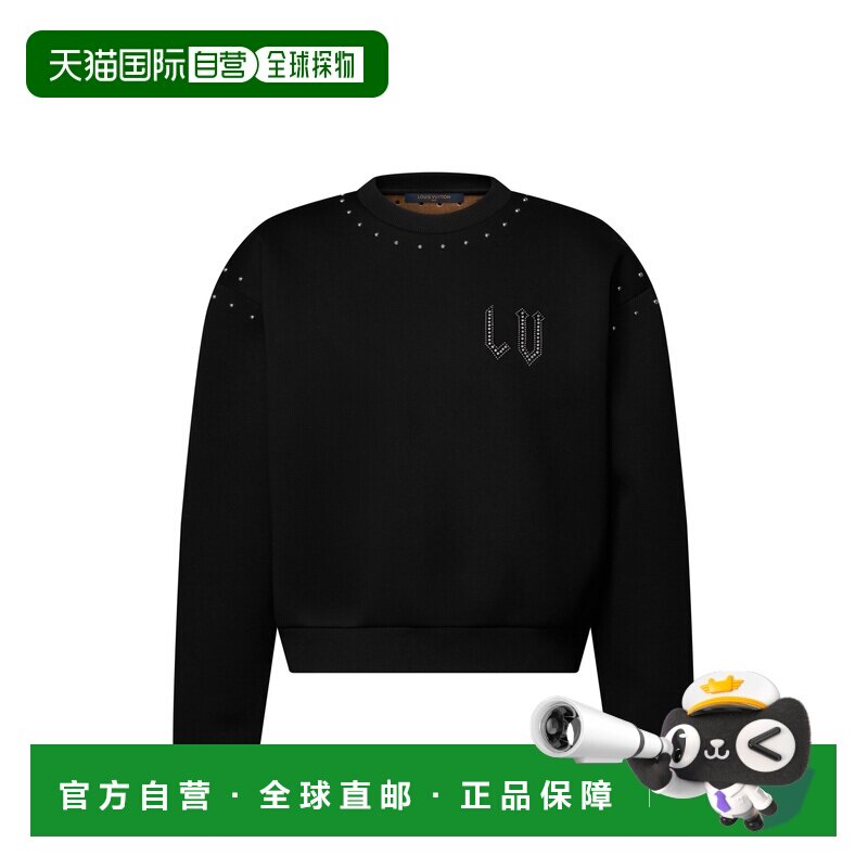 自营欧洲直邮LV路易威登 女士黑色粘胶纤维铆钉针织毛衣卫衣