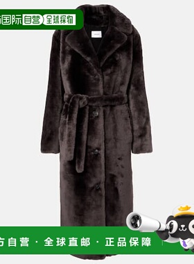 1h可退 香港直邮YVES SALOMON 女士 毛羊皮大衣 grey灰色 舒适时