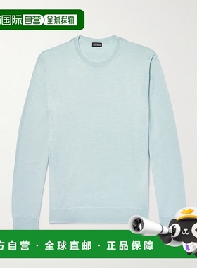 Zegna 杰尼亚 男士 深紫色丝质羊绒亚麻混纺毛衣 UFF91A9