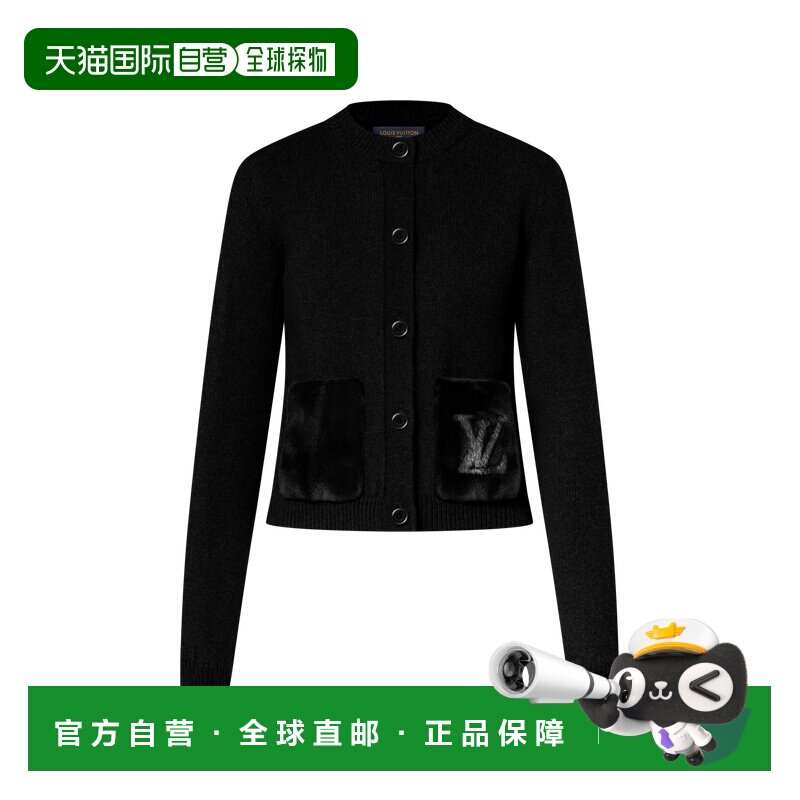 自营1h可退 欧洲直邮LV路易威登 女士黑色羊绒圆领开衫针织
