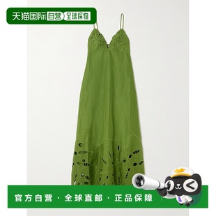 嵌花马德拉刺绣亚麻中长连衣裙 女士 335747GRE RIO 香港直邮FARM