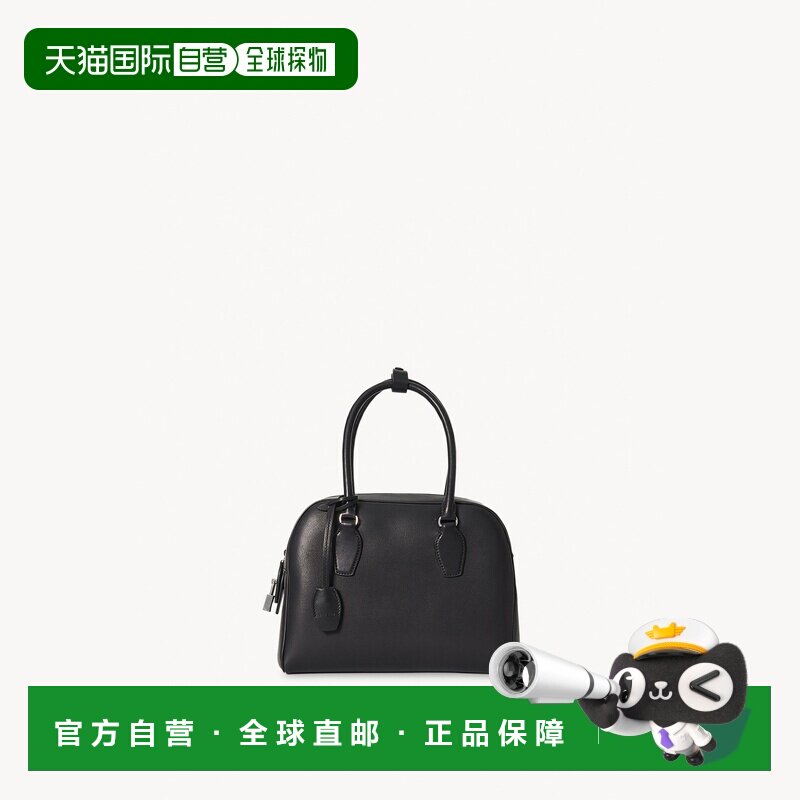 自营欧洲直邮THE ROW 女士黑色小牛皮保龄球包单肩包斜挎包抛光图片