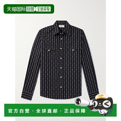 1h可退 香港直邮Celine 思琳 男士 西部条纹纽扣衬衫 2T3610S48