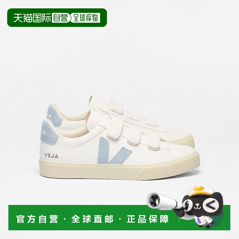 自营欧洲直邮VEJA Recife系列女士钢蓝色/白色皮革V标识运动鞋