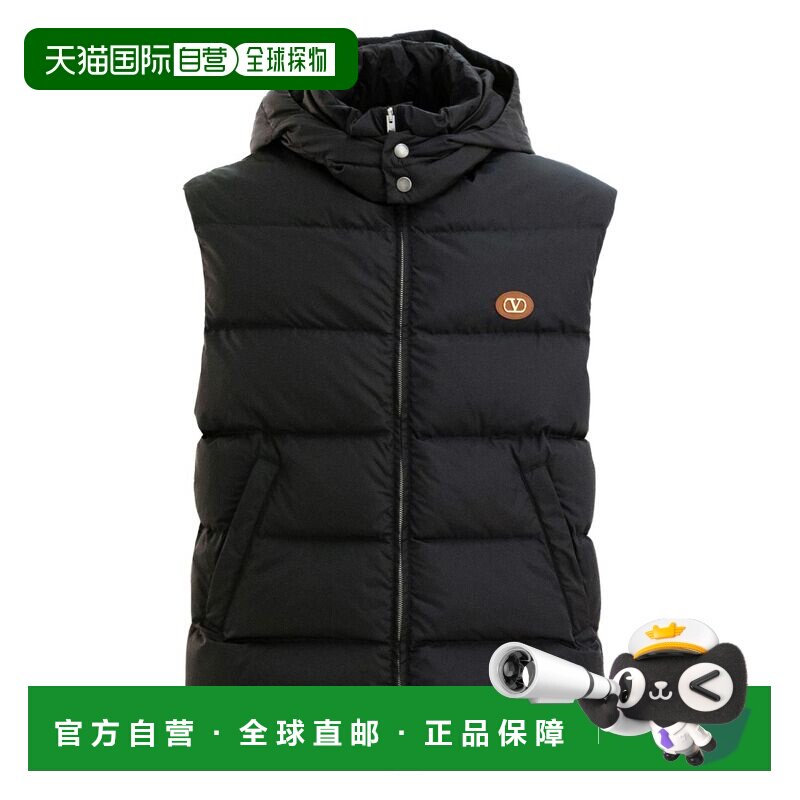 1h可退 香港直邮VALENTINO 男士马甲 VCQA406FN0NO CO 黑色 兜帽