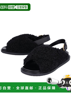 香港直邮Marni 毛皮装饰平底凉鞋 FBMS005801P9093