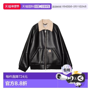 自营欧洲直邮Carhartt Shepton女士聚氨酯拉链黑色夹克外套