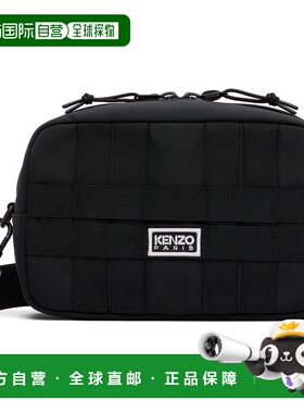 1h可退 香港直邮kenzo 高田贤三 男士 黑色 Paris 斜挎包 FG55SA2