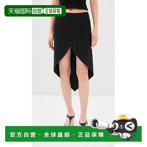 1h可退 香港直邮off-white 女士 Frency 缝线半身裙 black黑色 舒