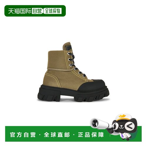 香港直邮GANNI 甘尼 女士 防滑鞋底帆布登山靴子 D1010
