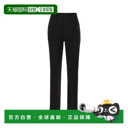 香港直邮Sportmax 斯宝麦斯 女士 黑色醋纤直筒裤 长裤NETTO003