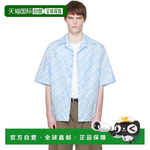 1h可退 Marni 玛尼 男士 蓝色 Rhythms Print Poplin 衬衫 CUMU02