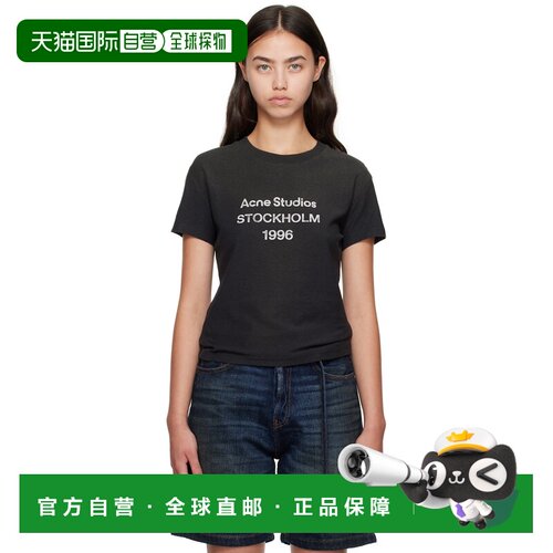香港直邮Acne Studios 艾克妮 女士 黑色徽标 T恤 CL0395BM0Black