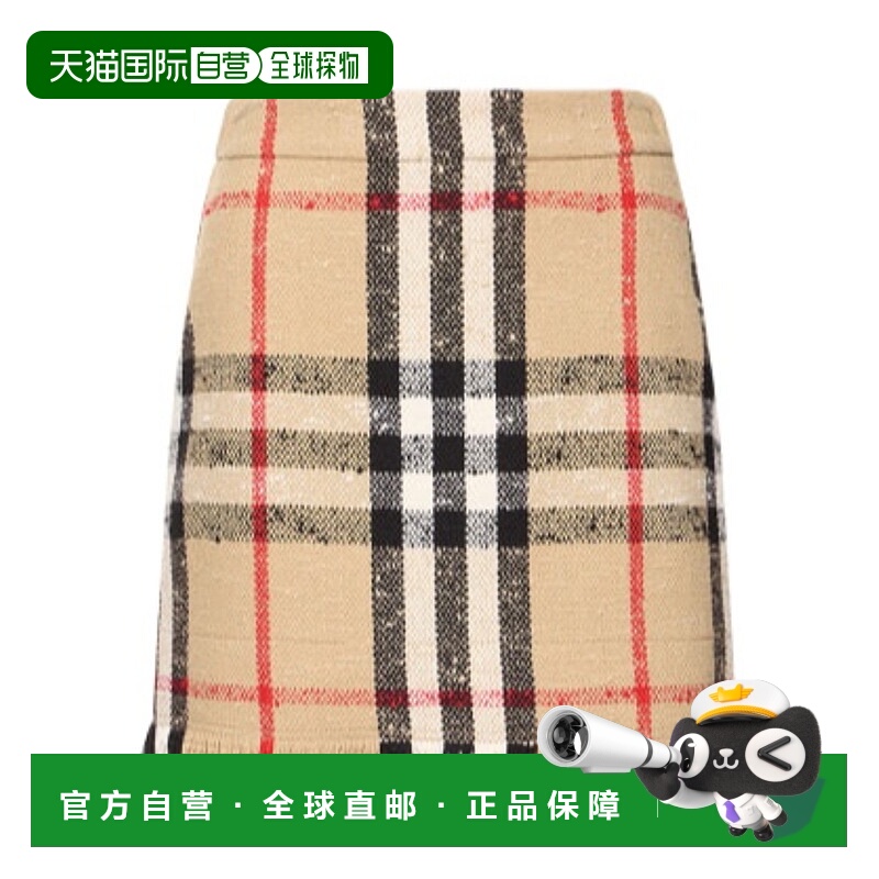 香港直邮Burberry Catia 格纹迷你半身裙 78I-ZOL040a字裙