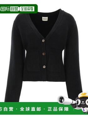 香港直邮Khaite 黑色大款羊绒长袖开衫 8267600K600山羊绒