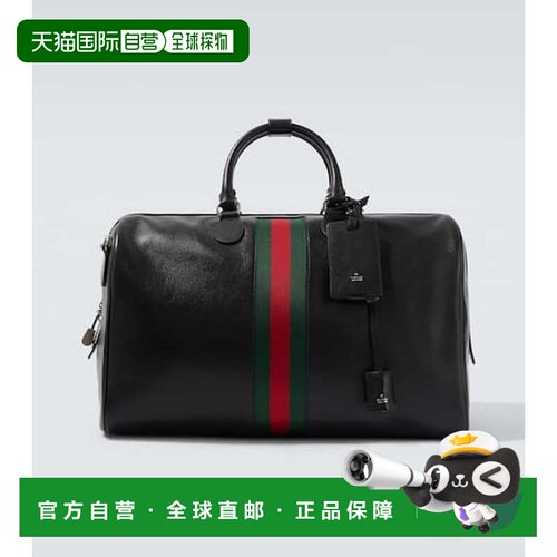 香港直邮Gucci 古驰 男士 Trademark 中号皮革网格手提包旅行袋