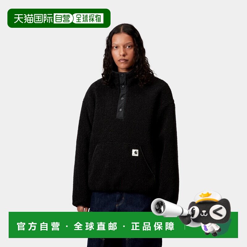 自营欧洲直邮Carhartt WIP 女士黑色聚酯纤维袋鼠口袋夹克
