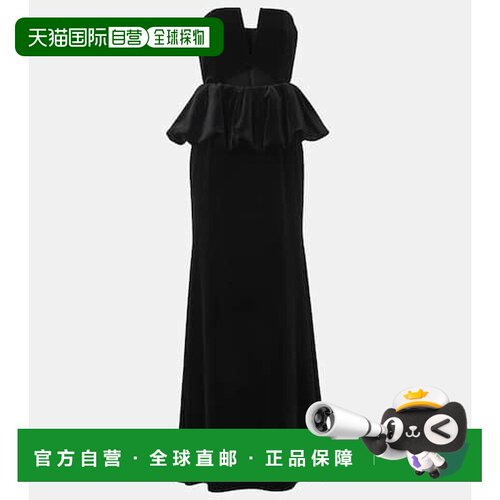 香港直邮Self-Portrait 女士 收腰天鹅绒抹胸礼服【付后1h可退】
