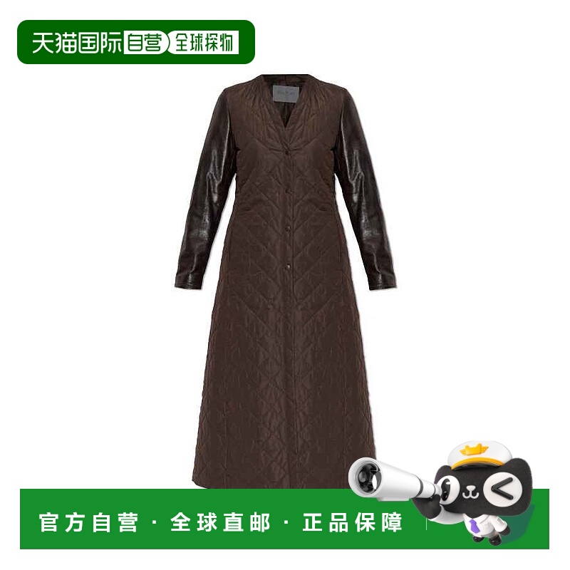 香港直邮MaxMara 麦斯玛拉 女士 Berta shell 皮革边绗缝大衣 252