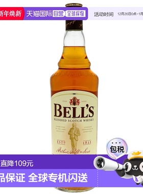 欧洲直邮Bell'S威士忌1000ml英国原装口感甘醇清爽趣味十足40度