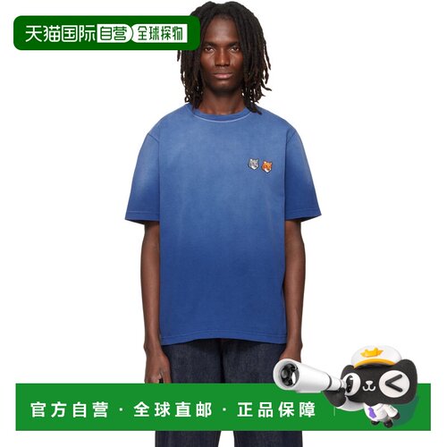 香港直邮MAISON KITSUNE 男士 海军蓝 Fox Head Regular T恤 MRMJ