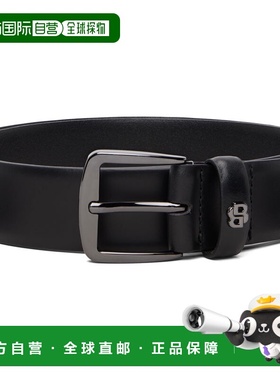 1h可退 香港直邮BOSS 波士 男士 黑色 Double B Monogram Leather