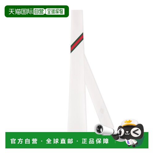 自营欧洲直邮GUCCI古驰 男士白色真丝提花Web条纹细节领带