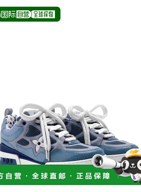 自营欧洲直邮LV路易威登 男士蓝色皮革老花图案运动鞋