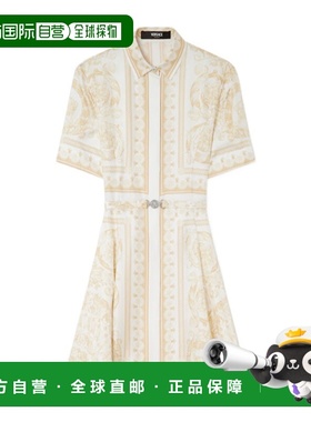 香港直邮VERSACE 26SS 印花真丝斜纹迷你衬衫裙 Women