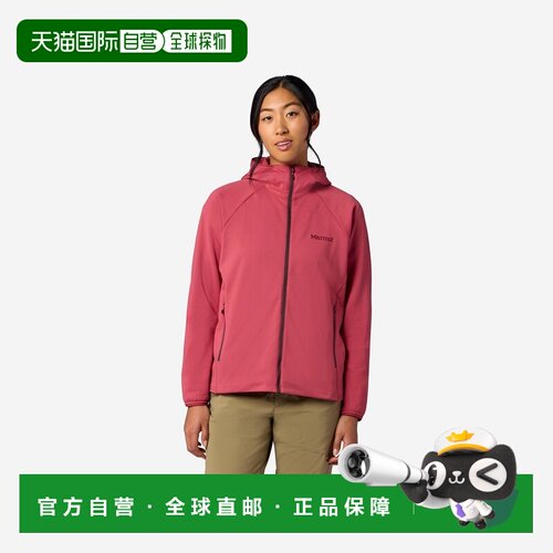 自营欧洲直邮Marmot土拨鼠 Leconte女士干枯玫瑰色再生抓绒连帽夹
