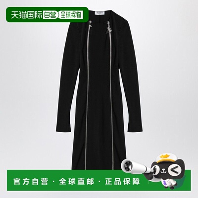 1h可退 香港直邮The Attico 女士 LOGOED PULLER 黑色拉链中长连